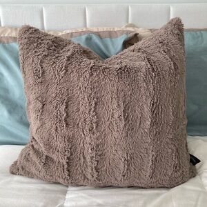 Tahari Soft Taupe Faux Fur Pillow